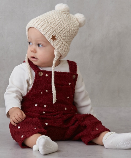 petit main（プティマイン）の「星刺しゅうサロペットカバーオール（ロンパース・キッズ・アイボリー/レッド・70cm/80ｃｍ）」の4枚目の写真