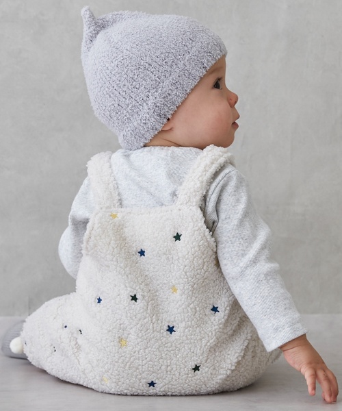 petit main（プティマイン）の「星刺しゅうサロペットカバーオール（ロンパース・キッズ・アイボリー/レッド・70cm/80ｃｍ）」の5枚目の写真