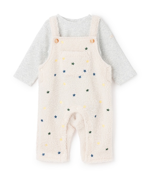 petit main（プティマイン）の「星刺しゅうサロペットカバーオール（ロンパース・キッズ・アイボリー/レッド・70cm/80ｃｍ）」の7枚目の写真