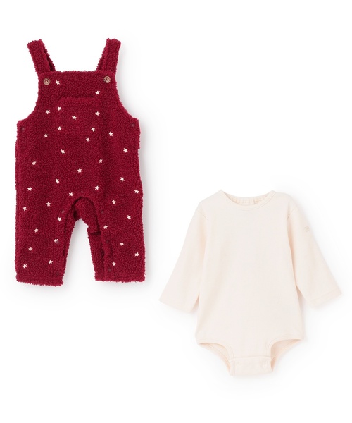 petit main（プティマイン）の「星刺しゅうサロペットカバーオール（ロンパース・キッズ・アイボリー/レッド・70cm/80ｃｍ）」の10枚目の写真