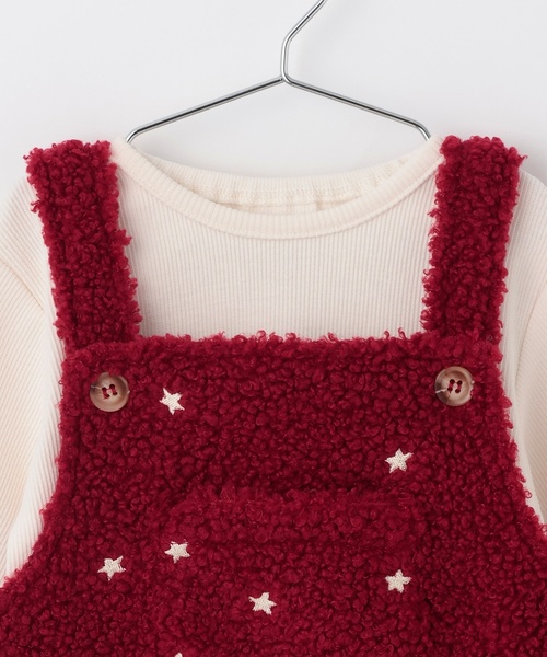petit main（プティマイン）の「星刺しゅうサロペットカバーオール（ロンパース・キッズ・アイボリー/レッド・70cm/80ｃｍ）」の11枚目の写真