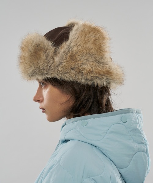 WISH FOR EVER（ウィッシュフォーエバー）の「2WAY FAKE FUR FLIGHT CAP / 2WAYフェイクファーフライトキャップ（キャップ・メンズ・ブラウン・FREE）」の19枚目の写真
