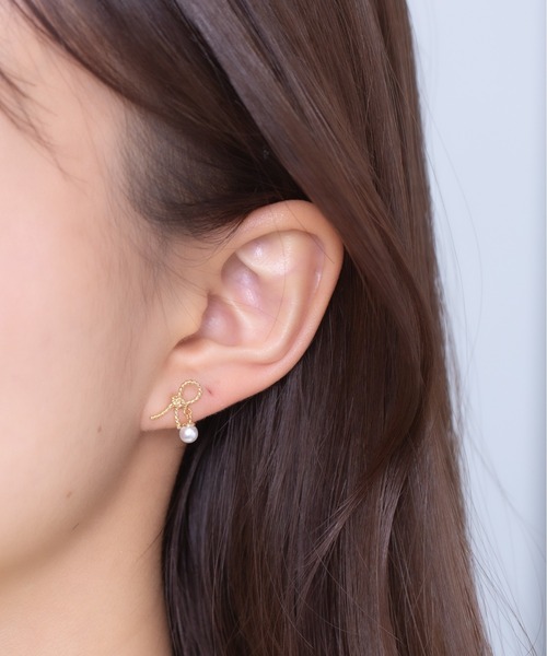 セール】アクリルパール ボウリボンピアス（ピアス（両耳用））｜LINFA