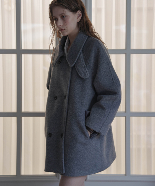 DEHEVE（デヘヴェ）の「Wool Double Half Coat [Gray]（チェスターコート・レディース・アッシュグレー・FREE）」の3枚目の写真