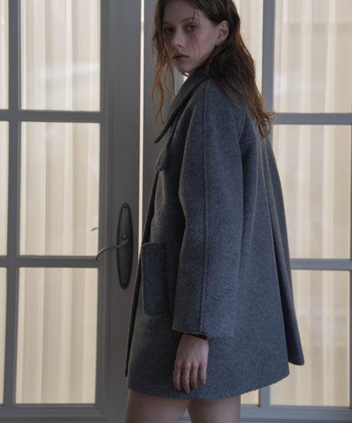 DEHEVE（デヘヴェ）の「Wool Double Half Coat [Gray]（チェスターコート・レディース・アッシュグレー・FREE）」の4枚目の写真