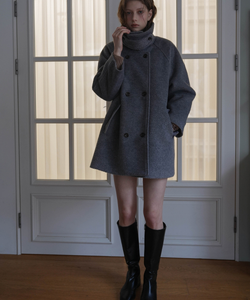 DEHEVE（デヘヴェ）の「Wool Double Half Coat [Gray]（チェスターコート・レディース・アッシュグレー・FREE）」の6枚目の写真
