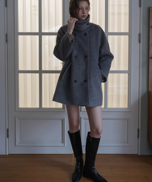 DEHEVE（デヘヴェ）の「Wool Double Half Coat [Gray]（チェスターコート・レディース・アッシュグレー・FREE）」の7枚目の写真