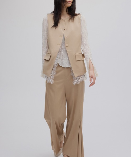 セール】HEM TUCK STRAIGHT WIDE PANTS（スーツパンツ）｜Ameri