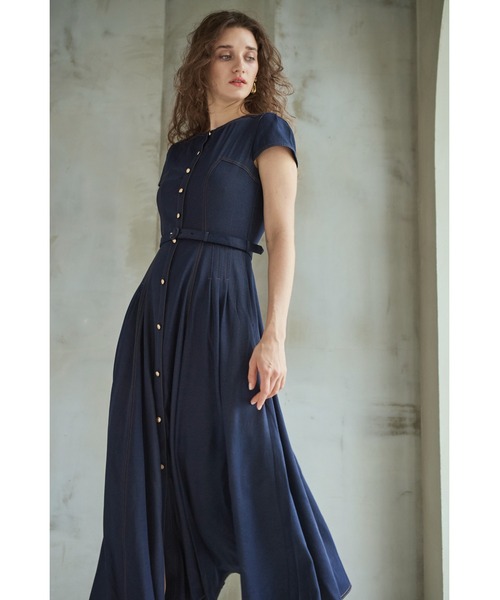 Estella.K(エステラケー)の「Hazel Denim Dress キャップスリーブデニムドレス(ワンピース・レディース・ブラック/インディゴブルー/モーブ系・FREE)」の11枚目の写真