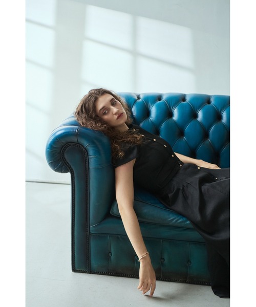 Estella.K(エステラケー)の「Hazel Denim Dress キャップスリーブデニムドレス(ワンピース・レディース・ブラック/インディゴブルー/モーブ系・FREE)」の16枚目の写真