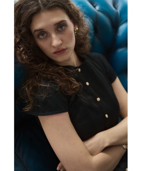 Estella.K(エステラケー)の「Hazel Denim Dress キャップスリーブデニムドレス(ワンピース・レディース・ブラック/インディゴブルー/モーブ系・FREE)」の15枚目の写真