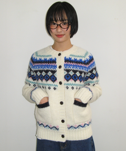 RONRON(ロンロン)の「NORDIC FAIR ISLE KNIT CARDIGAN IVORY(カーディガン/ボレロ・レディース・その他・FREE)」の1枚目の写真