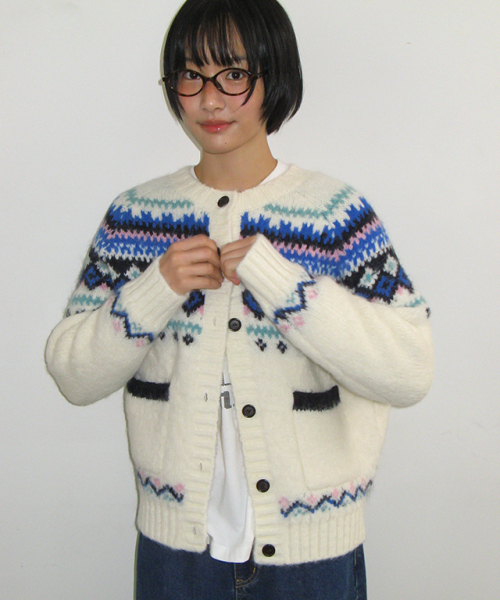 RONRON(ロンロン)の「NORDIC FAIR ISLE KNIT CARDIGAN IVORY(カーディガン/ボレロ・レディース・その他・FREE)」の6枚目の写真