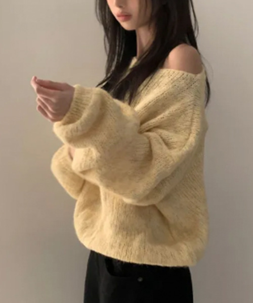 VIVID LADY(ビビッドレディー)の「ボートネック リブニットトップス(ニット/セーター・レディース・ライトベージュ/グレー/イエロー/ブラウン・FREE)」の19枚目の写真