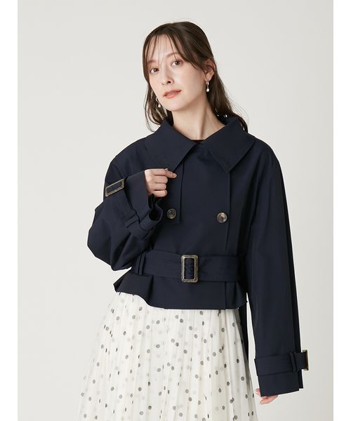 FRAY I.D(フレイアイディー)の「ボリュームスリーブショートトレンチコート/撥水(トレンチコート・レディース・ライトベージュ/ベージュ/ネイビー・0/1)」の7枚目の写真