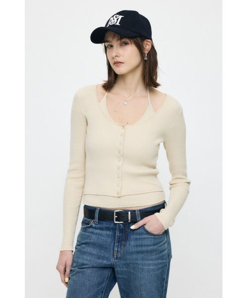 MOUSSY（マウジー）の「【26年SS新作】HALTER NECK DOUBLE ニットトップス（ニット/セーター・レディース・グレー系その他2/ブラック/アイボリー/ブラウン系その他2・FREE）」の9枚目の写真