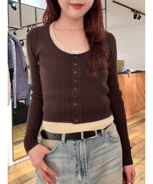 MOUSSY（マウジー）の「【26年SS新作】HALTER NECK DOUBLE ニットトップス（ニット/セーター・レディース・グレー系その他2/ブラック/アイボリー/ブラウン系その他2・FREE）」の21枚目の写真