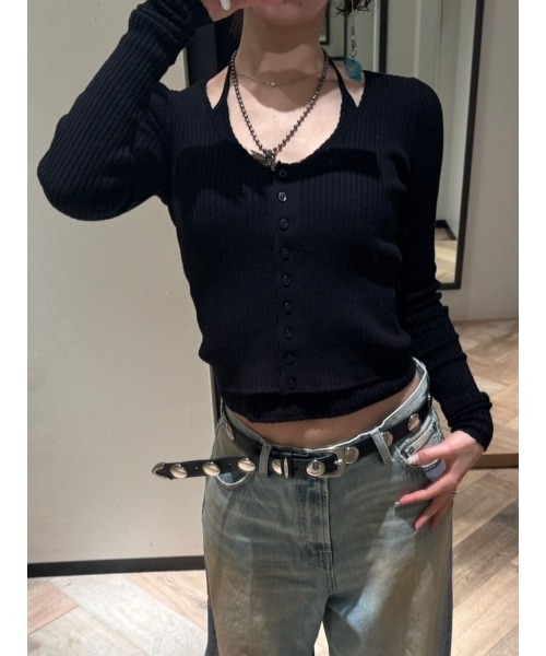 MOUSSY（マウジー）の「【26年SS新作】HALTER NECK DOUBLE ニットトップス（ニット/セーター・レディース・グレー系その他2/ブラック/アイボリー/ブラウン系その他2・FREE）」の15枚目の写真