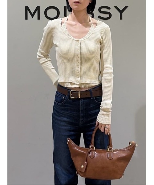 MOUSSY（マウジー）の「【26年SS新作】HALTER NECK DOUBLE ニットトップス（ニット/セーター・レディース・グレー系その他2/ブラック/アイボリー/ブラウン系その他2・FREE）」の18枚目の写真