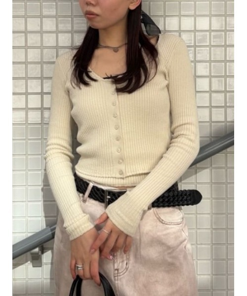 MOUSSY（マウジー）の「【26年SS新作】HALTER NECK DOUBLE ニットトップス（ニット/セーター・レディース・グレー系その他2/ブラック/アイボリー/ブラウン系その他2・FREE）」の17枚目の写真