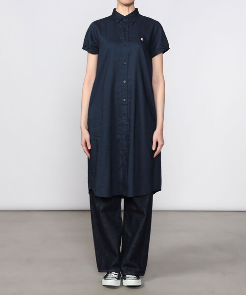 GYMPHLEX(ジムフレックス)の「Gymphlex | フレンチスリーブ ボタンダウンシャツワンピース WOMEN(シャツワンピース・レディース・ネイビー・14)」の8枚目の写真