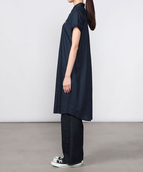 GYMPHLEX(ジムフレックス)の「Gymphlex | フレンチスリーブ ボタンダウンシャツワンピース WOMEN(シャツワンピース・レディース・ネイビー・14)」の9枚目の写真