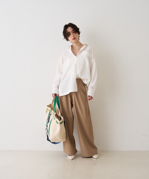 Rouge vif Anna（ルージュヴィフアンナ）の「ポリコットン撥水ワイドパンツ（その他パンツ・レディース・ベージュ/オフホワイト・36/38）」の12枚目の写真