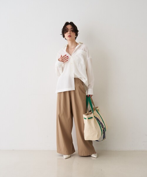 Rouge vif Anna（ルージュヴィフアンナ）の「ポリコットン撥水ワイドパンツ（その他パンツ・レディース・ベージュ/オフホワイト・36/38）」の11枚目の写真