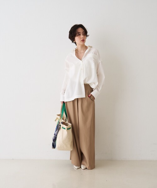 Rouge vif Anna（ルージュヴィフアンナ）の「ポリコットン撥水ワイドパンツ（その他パンツ・レディース・ベージュ/オフホワイト・36/38）」の9枚目の写真