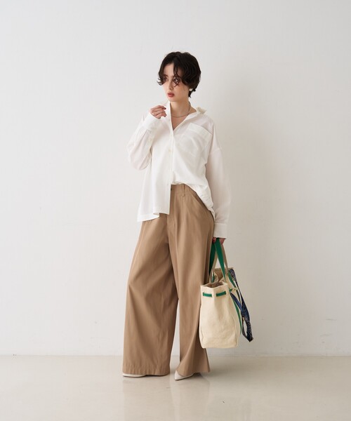 Rouge vif Anna（ルージュヴィフアンナ）の「ポリコットン撥水ワイドパンツ（その他パンツ・レディース・ベージュ/オフホワイト・36/38）」の7枚目の写真