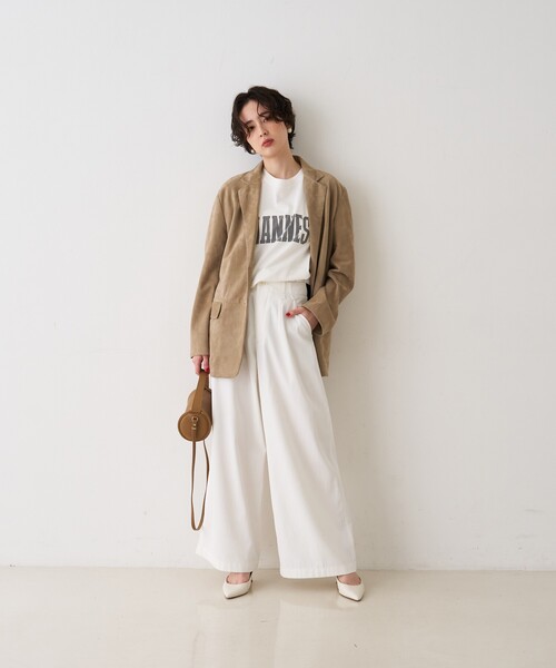 Rouge vif Anna（ルージュヴィフアンナ）の「ポリコットン撥水ワイドパンツ（その他パンツ・レディース・ベージュ/オフホワイト・36/38）」の5枚目の写真