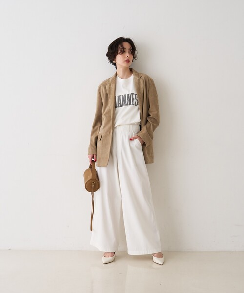 Rouge vif Anna（ルージュヴィフアンナ）の「ポリコットン撥水ワイドパンツ（その他パンツ・レディース・ベージュ/オフホワイト・36/38）」の4枚目の写真