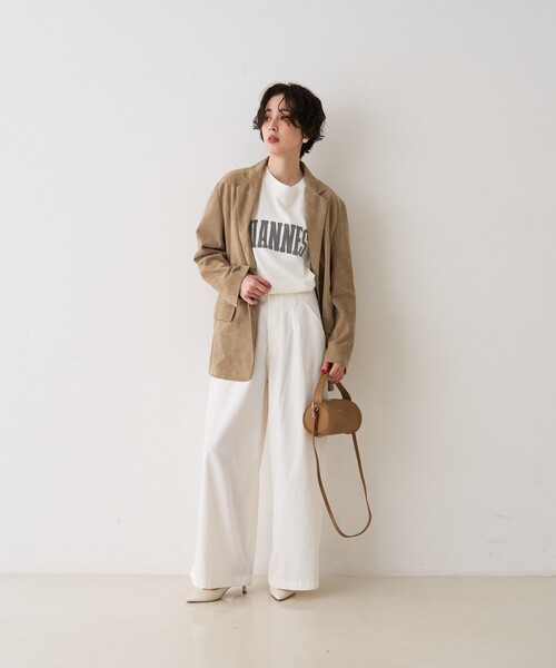 Rouge vif Anna（ルージュヴィフアンナ）の「ポリコットン撥水ワイドパンツ（その他パンツ・レディース・ベージュ/オフホワイト・36/38）」の3枚目の写真