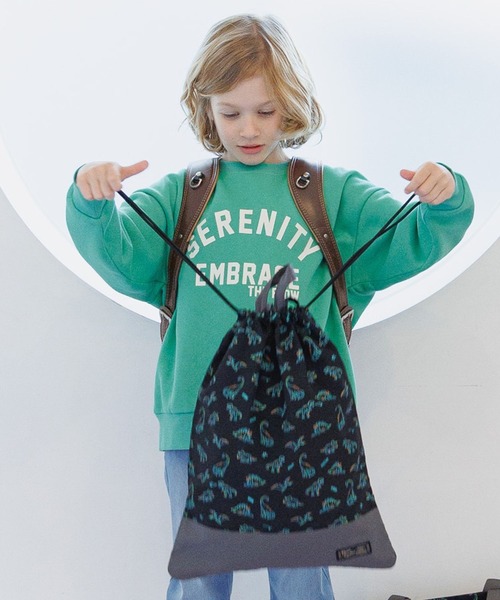 GLOBAL WORK（グローバルワーク）の「洗えるスクール巾着L/641386（ハンドバッグ・キッズ・グレー系その他3/ピンク/グリーン/ホワイト/ブルー系その他4/その他/グレー系その他/ライトブルー/ブラック/カーキ・FREE）」の3枚目の写真