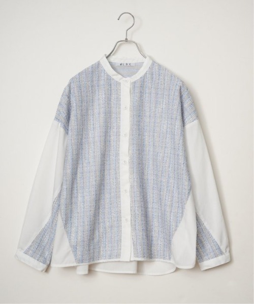 LBC（エルビーシー）の「異素材切り替えシャツ（シャツ/ブラウス・レディース・グレー/ベージュ/ダークグレー/ブルー・M）」の4枚目の写真