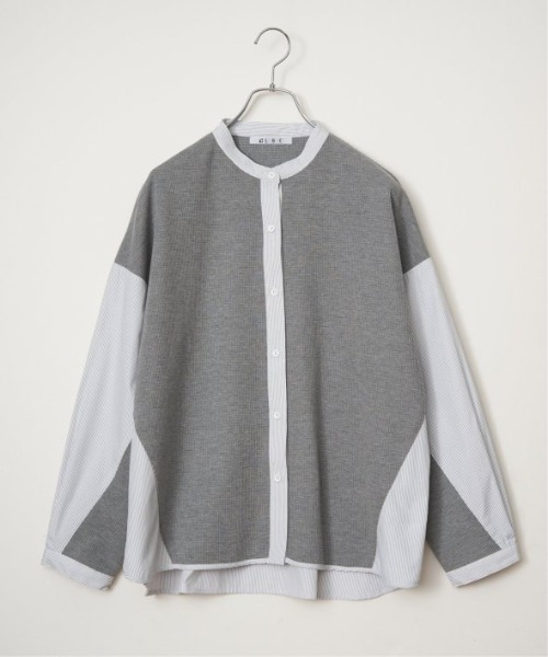 LBC（エルビーシー）の「異素材切り替えシャツ（シャツ/ブラウス・レディース・グレー/ベージュ/ダークグレー/ブルー・M）」の2枚目の写真