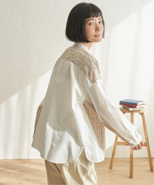 LBC（エルビーシー）の「異素材切り替えシャツ（シャツ/ブラウス・レディース・グレー/ベージュ/ダークグレー/ブルー・M）」の5枚目の写真