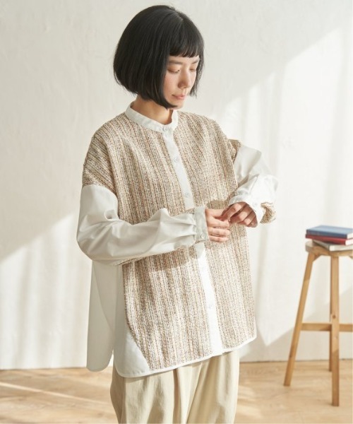 LBC（エルビーシー）の「異素材切り替えシャツ（シャツ/ブラウス・レディース・グレー/ベージュ/ダークグレー/ブルー・M）」の6枚目の写真