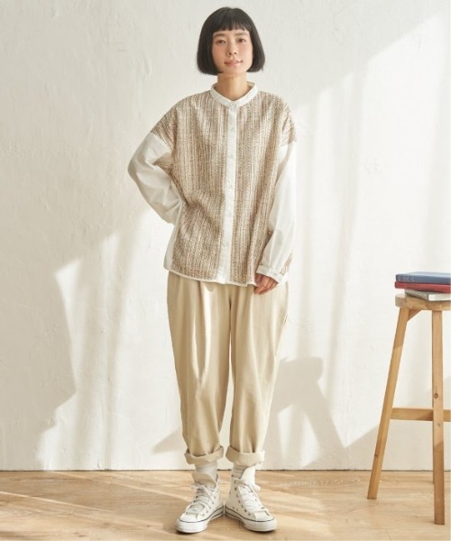 LBC（エルビーシー）の「異素材切り替えシャツ（シャツ/ブラウス・レディース・グレー/ベージュ/ダークグレー/ブルー・M）」の8枚目の写真