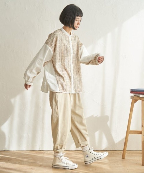 LBC（エルビーシー）の「異素材切り替えシャツ（シャツ/ブラウス・レディース・グレー/ベージュ/ダークグレー/ブルー・M）」の9枚目の写真