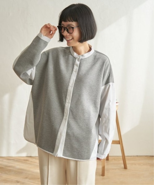 LBC（エルビーシー）の「異素材切り替えシャツ（シャツ/ブラウス・レディース・グレー/ベージュ/ダークグレー/ブルー・M）」の10枚目の写真