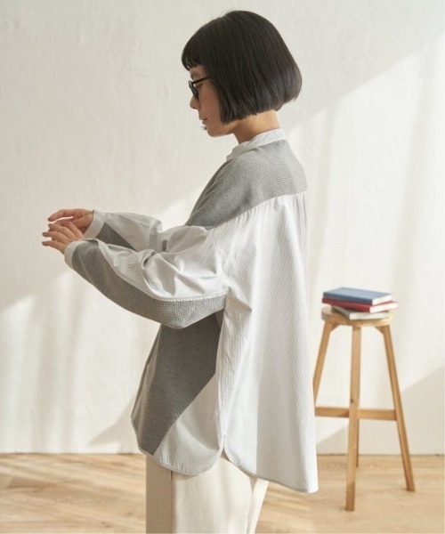 LBC（エルビーシー）の「異素材切り替えシャツ（シャツ/ブラウス・レディース・グレー/ベージュ/ダークグレー/ブルー・M）」の11枚目の写真