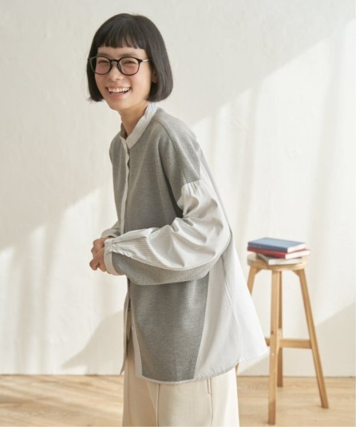 LBC（エルビーシー）の「異素材切り替えシャツ（シャツ/ブラウス・レディース・グレー/ベージュ/ダークグレー/ブルー・M）」の12枚目の写真