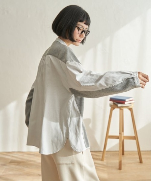 LBC（エルビーシー）の「異素材切り替えシャツ（シャツ/ブラウス・レディース・グレー/ベージュ/ダークグレー/ブルー・M）」の13枚目の写真