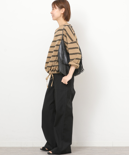 JOURNAL STANDARD relume（ジャーナルスタンダード　レリューム）の「《追加 / 新色》ギャザーヘムロングスリーブ（Tシャツ/カットソー・レディース・ブラック/ライトグレー/ナチュラル/ネイビー/ホワイト・FREE）」の7枚目の写真