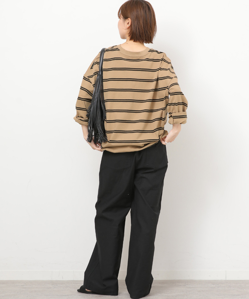 JOURNAL STANDARD relume（ジャーナルスタンダード　レリューム）の「《追加 / 新色》ギャザーヘムロングスリーブ（Tシャツ/カットソー・レディース・ブラック/ライトグレー/ナチュラル/ネイビー/ホワイト・FREE）」の9枚目の写真