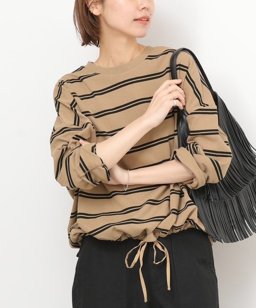 JOURNAL STANDARD relume（ジャーナルスタンダード　レリューム）の「《追加 / 新色》ギャザーヘムロングスリーブ（Tシャツ/カットソー・レディース・ブラック/ライトグレー/ナチュラル/ネイビー/ホワイト・FREE）」の12枚目の写真