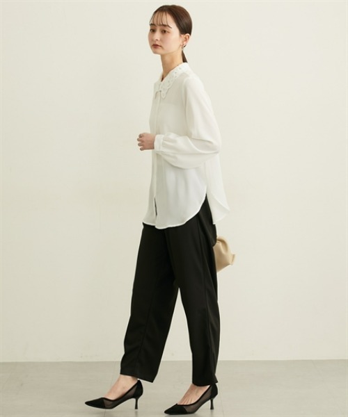 nissen（ニッセン）の「レース衿ボリューム袖ブラウス（シャツ/ブラウス・レディース・ラベンダー/オフホワイト・M/L）」の6枚目の写真