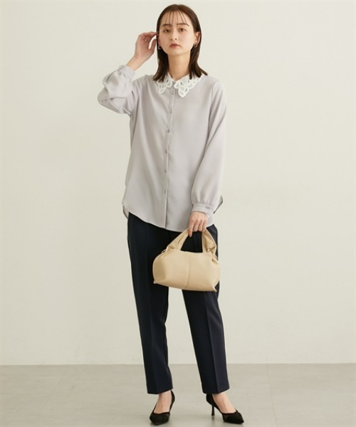 nissen（ニッセン）の「レース衿ボリューム袖ブラウス（シャツ/ブラウス・レディース・ラベンダー/オフホワイト・M/L）」の13枚目の写真