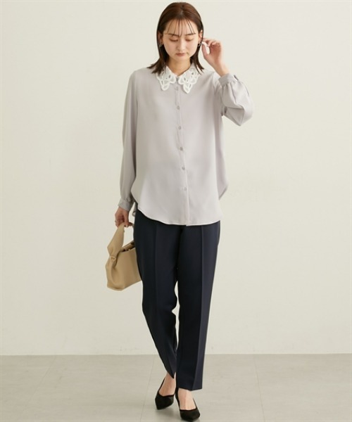 nissen（ニッセン）の「レース衿ボリューム袖ブラウス（シャツ/ブラウス・レディース・ラベンダー/オフホワイト・M/L）」の16枚目の写真